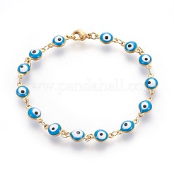 Браслеты из нержавеющей стали 304 с эмалированными звеньями BJEW-A111-AM