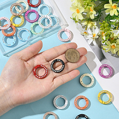 24 шт. 12-цветные кольца-пружинки из цинкового сплава со стразами&nbsp;FIND-SC0019-50A