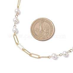 Женские ожерелья из круглых белых ракушечных бусин диаметром 6.5 мм и латунных скрепок&nbsp;NJEW-JN05567