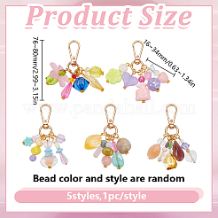 5 pz di decorazioni pendenti in acrilico e vetro di forme miste&nbsp;HJEW-DR00277
