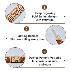 Скалка с декоративным узором из дерева&nbsp;AJEW-WH0596-430B