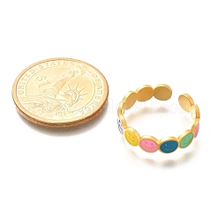 201 нержавеющая сталь эмалированное открытое кольцо-манжета для женщин&nbsp;RJEW-A053-04G-01