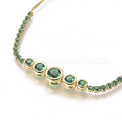 Pulseras de bolo de circonitas cúbicas con micro pave de latón ajustable&nbsp;X-BJEW-F404-01C-G