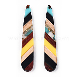 Большие подвески из прозрачной смолы и орехового дерева&nbsp;RESI-E050-01B-E