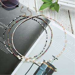 4pcs conjuntos de collares con cuentas de vidrio de 4 colores&nbsp;NJEW-SZ0001-39