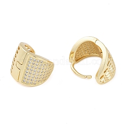 Orecchini a cerchio grossi da donna con pavé di ottone trasparente e zirconi cubici trasparenti&nbsp;EJEW-S225-05G
