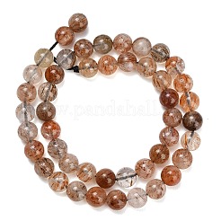 Natürliche Stränge aus Rutilquarzperlen in Schwarzgold&nbsp;G-L657-B02-8mm