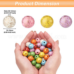 80 шт. 8-х цветные печатные бусины из натурального дерева&nbsp;WOOD-FW0001-10