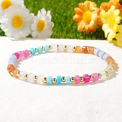 Бохо-стиль натуральный аквамарин и цветочный амазонит и рубин и амазонит и розовый кварц и авантюрин колонны бусины эластичные браслеты для женщин&nbsp;QH3798