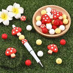 40 шт. 5 вида бусины-грибы и круглые&nbsp;SIL-YW0002-53