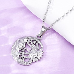 Colliers avec pendentifs en acier inoxydable 304 lune&nbsp;NJEW-H059-14P