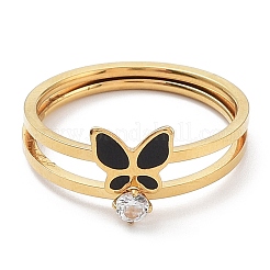 Juego de 2 anillo de mariposa de acero inoxidable 304 con baño de iones (IP) de 2 estilos y esmalte.&nbsp;RJEW-K244-01G