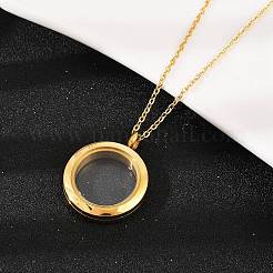 304 нержавеющая сталь плоский круглый медальон подвеска урна для праха домашних животных ожерелья&nbsp;NJEW-S455-08G