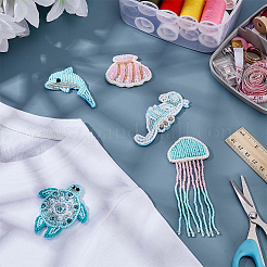 6 шт. 6 стиля бисерные тканевые нашивки на тему океана&nbsp;PATC-WR0001-17