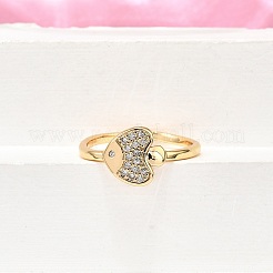 Латунные кольца-манжеты с микропаве и прозрачным цирконием для женщин&nbsp;RJEW-H247-33G