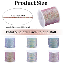 6 рулон плетеного полиэстерового шнура 6 цветов&nbsp;WCOR-CY0001-02A