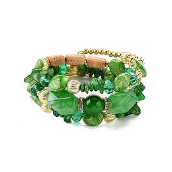 Богемный браслет ручной работы из разноцветных камней и бусин&nbsp;AJEW-Z038-01E