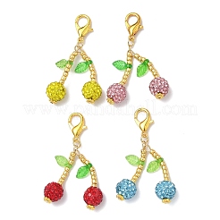 4 шт. подвески из полимерной глины со стразами вишневого цвета&nbsp;HJEW-JM04059