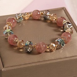 Braccialetti elasticizzati da donna in lega di vetro con perline rotonde a rondella.&nbsp;WG9FDAD-01