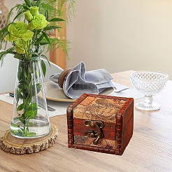 Quadratische Aufbewahrungsboxen für Schmucksets aus Holz im Retro-Stil mit Verschlüssen&nbsp;CON-CL0001-13B