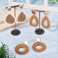 5 Paar 5 Stile Legierung Rattan gewebt baumeln Ohrstecker&nbsp;EJEW-TA0001-69