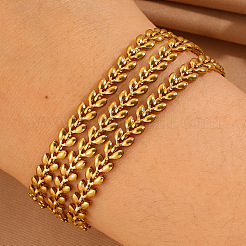 Braccialetti multistrato da donna in acciaio inossidabile 304 con catena a maglie di grano.&nbsp;WG63B33-01