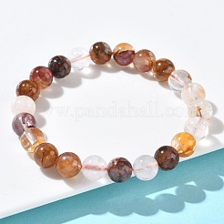 Stretch-Armbänder mit runden Perlen aus natürlichem gelbem Hämatoidquarz für Damen&nbsp;BJEW-Z158-03F-03