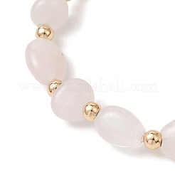 Эластичные браслеты для женщин из натурального розового кварца и латунных бусин.&nbsp;BJEW-JB13414-02