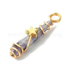 2 pendentif en cristal de quartz naturel électroplaqué teinté en fil de cuivre enveloppé&nbsp;PALLOY-JF03164-01