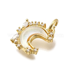 Micro pavé di zirconi chiari in ottone con ciondoli in vetro&nbsp;X1-KK-G525-06G-03