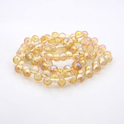 Полный радуга покрытием из стекла граненый круглых бусин пряди&nbsp;GLAA-A026-8mm-FR03