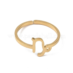 Anillo ajustable de acero inoxidable 304 chapado en oro real de 18k&nbsp;RJEW-L115-01G-01