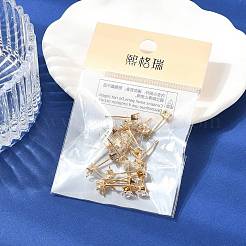 Квадратная фурнитура для сережек-гвоздиков из латуни с прозрачным кубическим цирконием&nbsp;XGR0103G-115G