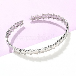 Браслеты-манжеты из латуни в форме звезды для женщин&nbsp;BJEW-C144-01A-P