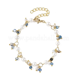 Bracciali da donna con catena a maglie rotonde sfaccettate in pietre naturali miste.&nbsp;BJEW-JB14248