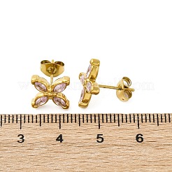 Pendientes de botón de acero inoxidable 304&nbsp;X-EJEW-C135-01G-04