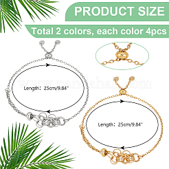 8шт 2 стиля регулируемый слайдер браслет из нержавеющей стали 304 изготовление&nbsp;AJEW-PH0011-83