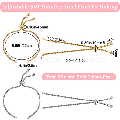 8 шт. 2 цвета регулируемый слайдер из нержавеющей стали 304 браслет/браслеты боло изготовление&nbsp;STAS-BBC0004-63