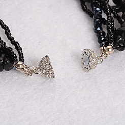 Bracelets multibrins en agate noire teintée et chauffée&nbsp;BJEW-L488-02