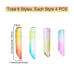 32 pz 8 colori pendenti in vetro bicolore&nbsp;GLAA-BC0001-13