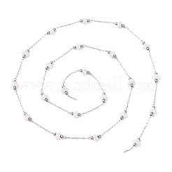 Цепи из круглой бусины из нержавеющей стали 304 и бисера в форме сердца из АБС-пластика&nbsp;CHS-G048-08P