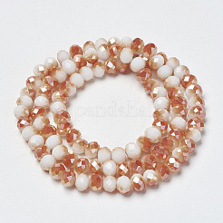 Гальванизировать непрозрачные сплошной цвет стеклянные бусы пряди&nbsp;EGLA-A034-P8mm-J09