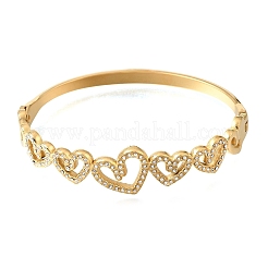 Brazaletes articulados de acero inoxidable 304 con cristales y rhinestone en forma de corazón hueco para mujer.&nbsp;SA-CBAF851-10G