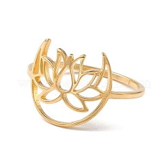 Ausgehöhlter Lotus 304 Edelstahl Fingerring für Frauen&nbsp;RJEW-E073-06G