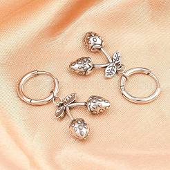 Серьги-кольца в форме клубники из хирургической нержавеющей стали 316&nbsp;EJEW-C160-11B