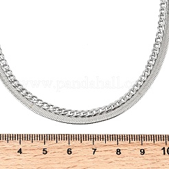 Двухслойные ожерелья из витой плоской цепи-змейки из нержавеющей стали 304&nbsp;NJEW-D350-03P
