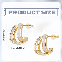 1 пара серег-гвоздиков из латуни с микропаве из прозрачных кубических цирконий и эмалью для женщин&nbsp;EJEW-LP0004-70