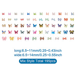 1 коробка 195шт 21 цвета 3d кабошоны из смолы бабочки&nbsp;MRMJ-PJ0001-04