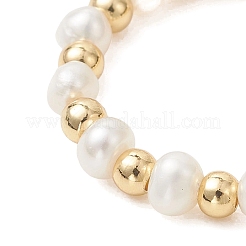 Женские перстни с натуральным жемчугом и латунными бусинами&nbsp;RJEW-JR00963-01