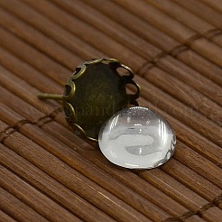 9.5~10x5~6 cabochons mm dôme de verre transparent et les accessoires oreille de goujon en laiton de bronze antiques pour image bricolage boucles d'oreille&nbsp;DIY-X0178-AB